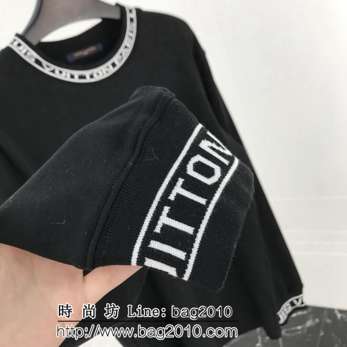 LV路易威登 19SS Virgil 定織字母螺紋 加厚長袖 男款黑色打底 Tee ydi1817